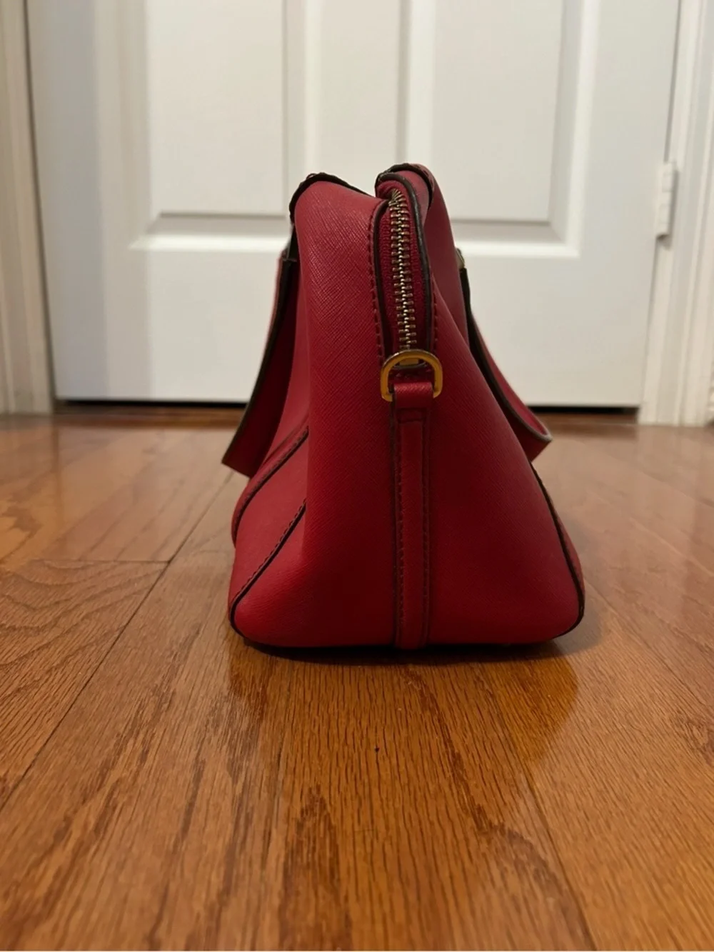 Kate Spade New York Red Saffiano Leather Satchel Top Handle Crossbody Bag
